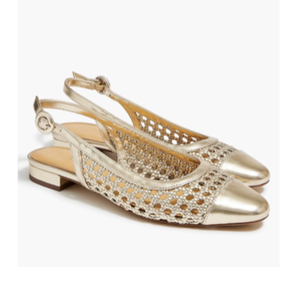 Jcrew Gold Woven Slingbacks